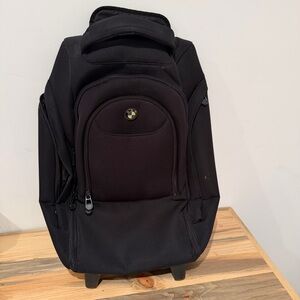 BMW Black Backpack with Laptop Roller Travel Bag